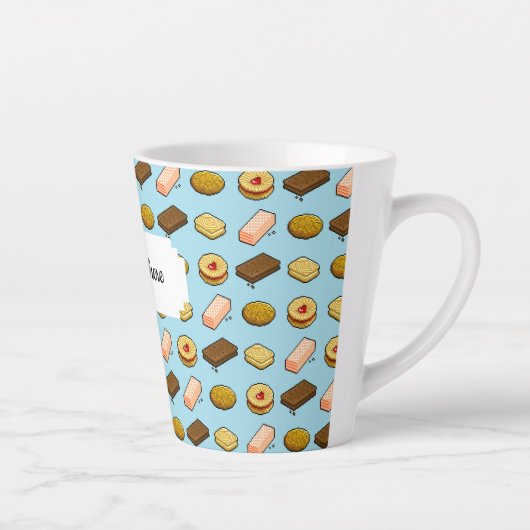 Pixel Art Tasty Cookie Biscuit Patroon Latte Mok (Rechts)