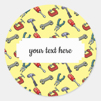 Pixel Art Tool Patroon Met Hamer Bankschroef En Ta Ronde Sticker