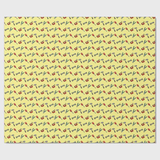 Pixel Art Tool Pattern met Hammer Vice en Pliers Cadeaupapier (Vlak)