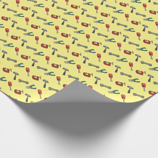 Pixel Art Tool Pattern met Hammer Vice en Pliers Cadeaupapier (Hoek)