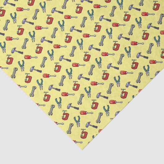 Pixel Art Tool Pattern met Hammer Vice en Pliers Tissuepapier (Detail)
