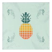 Pixel Art Tropische Ananas met Bladpatroon