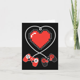 Pixel Art Video-game Controller Valentijnsdag Gam Kaart