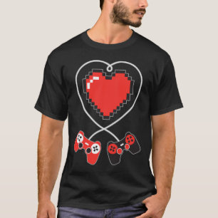 Pixel Art Video-game Controller Valentijnsdag Gam T-shirt