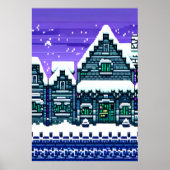 Pixel art, ville dans la neige | AI Art Poster (Devant)