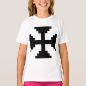 Pixel Art Zwart Kruis Symbool T-shirt (Voorkant)