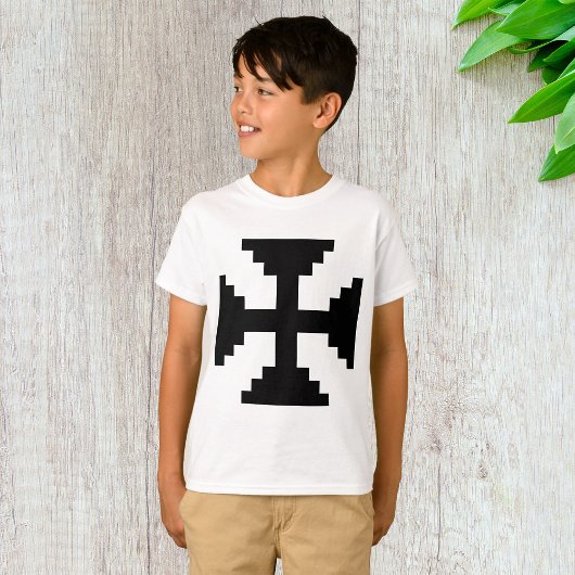 Pixel Art Zwart Kruis Symbool T-shirt
