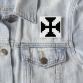 Pixel Art Zwart Kruis Symbool Vierkante Button 5,1 Cm (In situ)