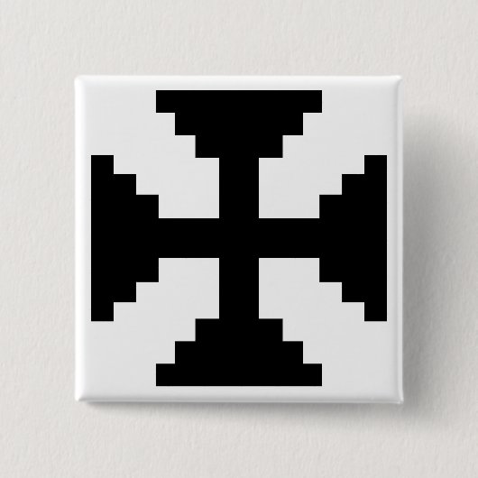 Pixel Art Zwart Kruis Symbool Vierkante Button 5,1 Cm (Voorkant)
