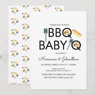 Pixel Baby shower BBQ Baby Q Kabobs Invitation