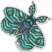 Pixel Blauwe mot met schedelontwerp Sticker (Voorkant)