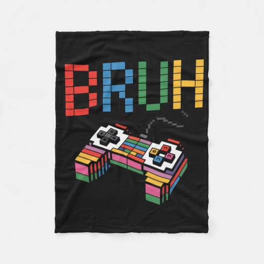 Pixel Block Gamer Controller Bruh Funny Retro Styl Fleece Deken (Voorkant)