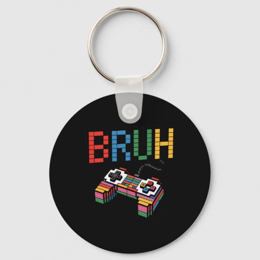 Pixel Block Gamer Controller Bruh Funny Retro Styl Sleutelhanger (Voorkant)