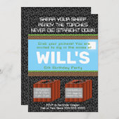 Pixel Block Gaming Birthday Invitation (Devant / Derrière)