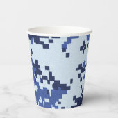 Pixel Blue Camouflage Papieren Bekers (Achterkant)