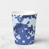 Pixel Blue Camouflage Papieren Bekers (Links)