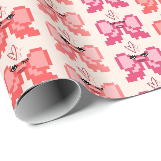 Pixel Bow In High Heels Pattern Cadeaupapier (Rol Hoek)