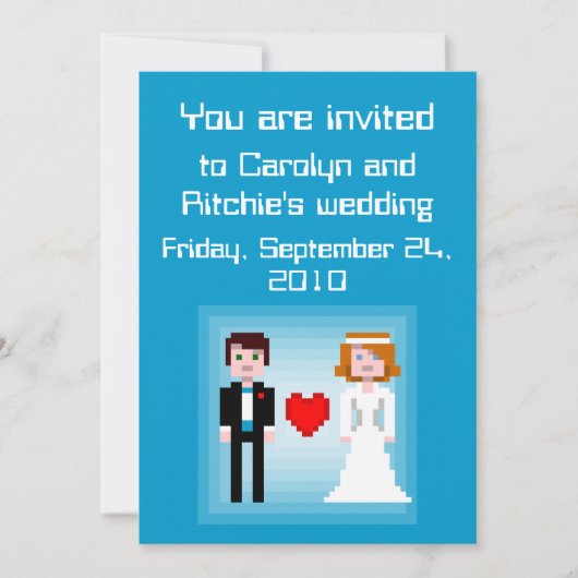 Pixel Bride and Groom - Faire-part de mariage - Bl (Devant)