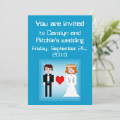 Pixel Bride and Groom - Faire-part de mariage - Bl (Debout devant)