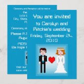 Pixel Bride and Groom - Faire-part de mariage - Bl (Devant / Derrière)