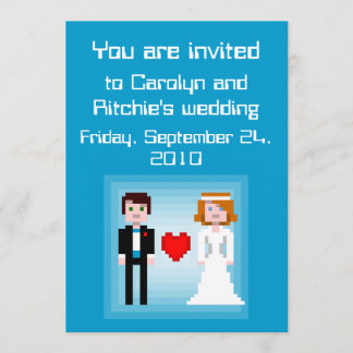 Pixel Bride and Groom - Faire-part de mariage - Bl