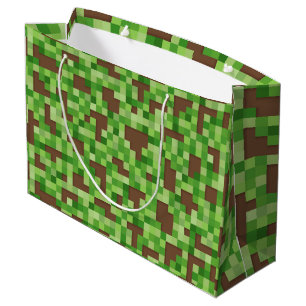 Pixel Camo Gamer Gift Wrap in Groen en Bruin Groot Cadeauzakje