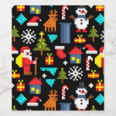 Pixel Christmas Wijn Etiket (Enkel label)