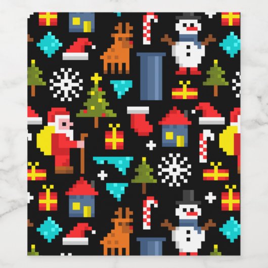 Pixel Christmas Wijn Etiket (Enkel label)