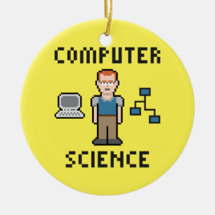 Pixel Computer Science Circle Ornament