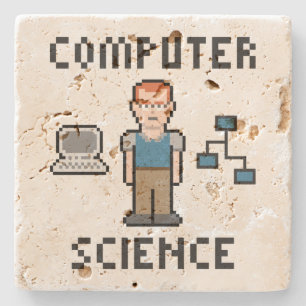 Pixel Computer Science Travertine Onderzetter
