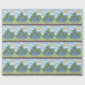Pixel Countryside House Landscape Pattern Cadeaupapier (Vlak)