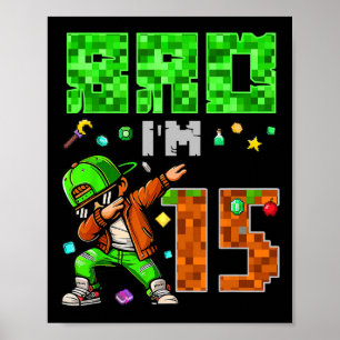 Pixel Dab Gamer Style Verjaardagscadeau voor jonge Poster