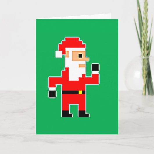Pixel de Kerstman Feestdagen Kaart (Voorkant)