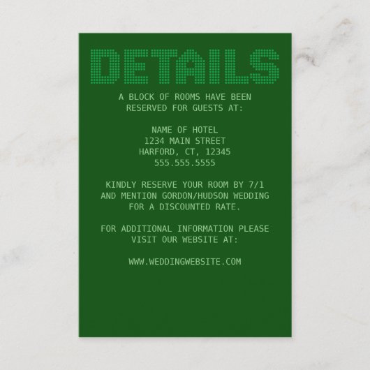 Pixel 'details' bruiloft informatiekaartje (Voorkant)