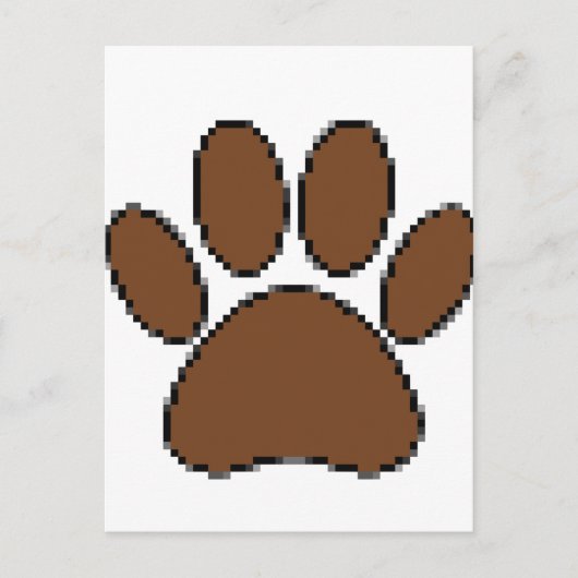 Pixel Dog Paw Print Briefkaart (Voorkant)