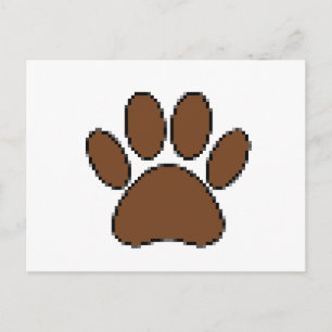 Pixel Dog Paw Print Briefkaart