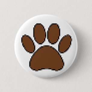 Pixel Dog Paw Print Ronde Button 5,7 Cm