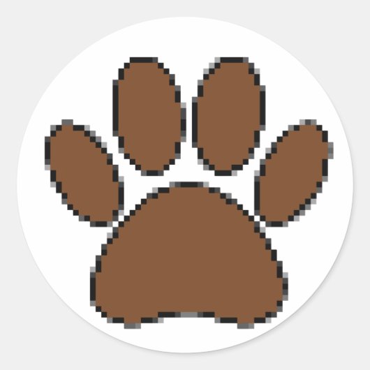 Pixel Dog Paw Print Ronde Sticker (Voorkant)
