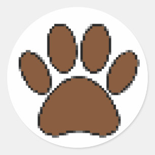 Pixel Dog Paw Print Ronde Sticker
