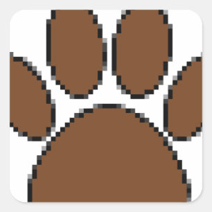 Pixel Dog Paw Print Vierkante Sticker