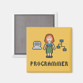 Pixel Femme Programmeur Magnet (Recto/Verso)