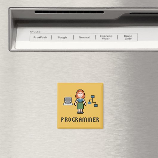 Pixel Femme Programmeur Magnet (In Situ (Lave-vaisselle))