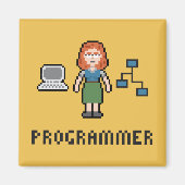 Pixel Femme Programmeur Magnet (Devant)