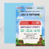 Pixel Gamer Birthday Invitation (Devant / Derrière)