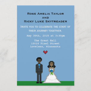 Pixel Gamer bruid & bruidegom bruiloft uitnodigen Kaart