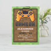 Pixel Gamer Niveau vers Anniversaire Invitation (Debout devant)