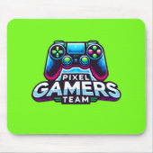 Pixel Gamers Team – Neon Green Glitch Muismat (Voorkant)