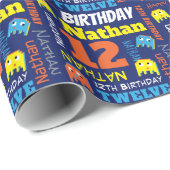 Pixel gaming alien 12-jarig, continu cadeaupapier (Rol Hoek)