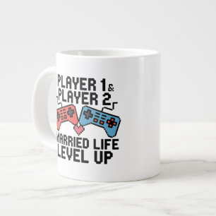 Pixel-gamingstel Level Up-ontwerp Extra Grote Beker