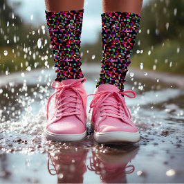    Pixel Geruite Patroon Abstracte Geeks Kleurrijk Sokken